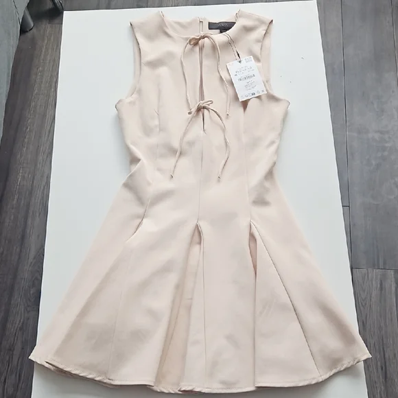 NWT Zara Elegant Cream Sleeveless Dress - Picture 3 of 8